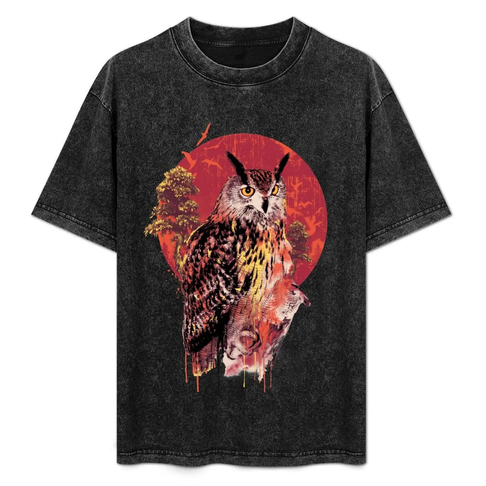 

Owl Red T-Shirt Fashion Pattern Printed Tee Shirt