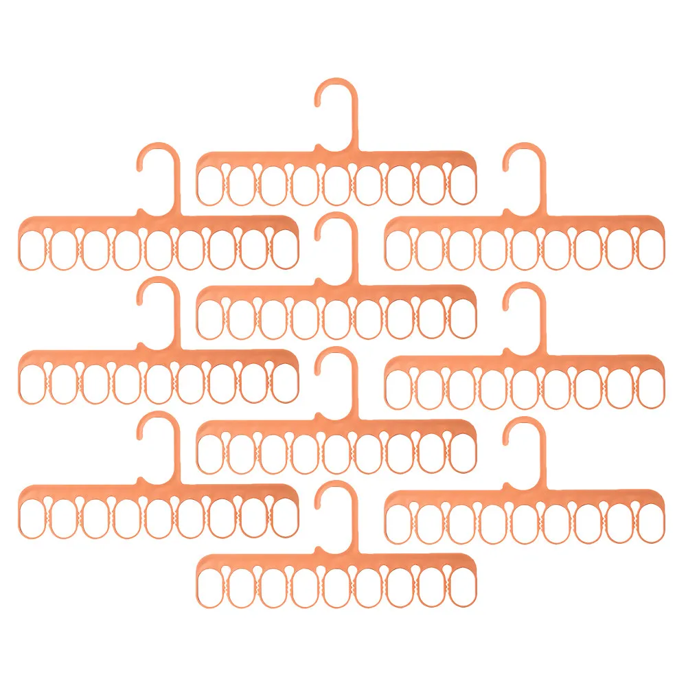 10Pcs Multi-Port Storage Rack 9-Hole Clothes Hangers Holder No Punching Wardrobe Organizer Windproof Small Clothes