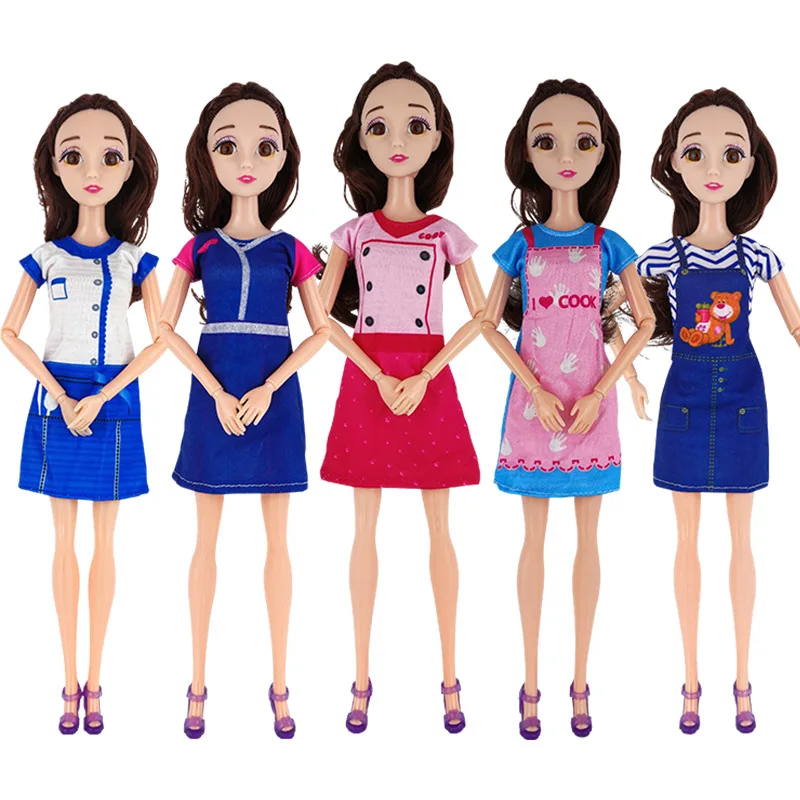 1 Set Multiple Short Skirt Formal Work Clothes Nurse Doctor Stewardess Waiter Wave Dress for Barbie Doll Kids Toy