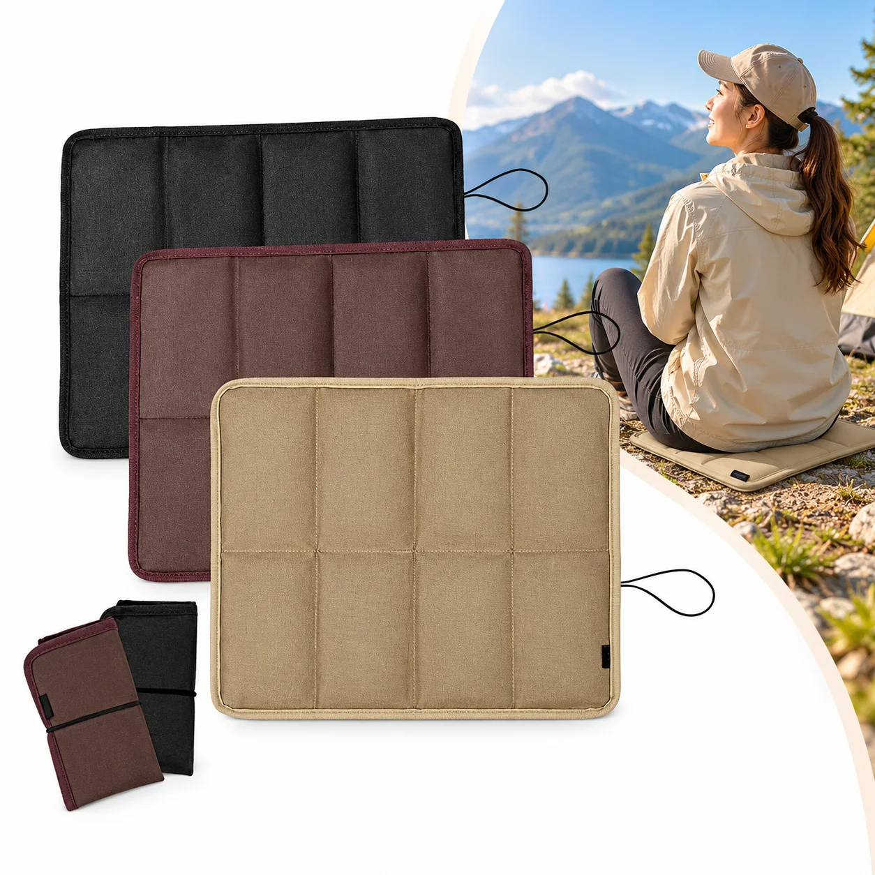 Foldable Camping Seat Pad Portable Outdoor Cushion Waterproof Sitting Mat for Hiking Picnic Backpacking Camping Accessories