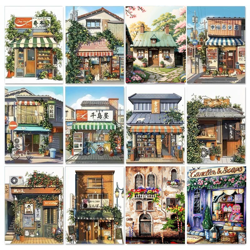 

GATYZTORY Frame DIY Painting By Numbers Kit House Scenery Handpainted Oil Painting Unique Gift Drawing For Home Decor Artwork