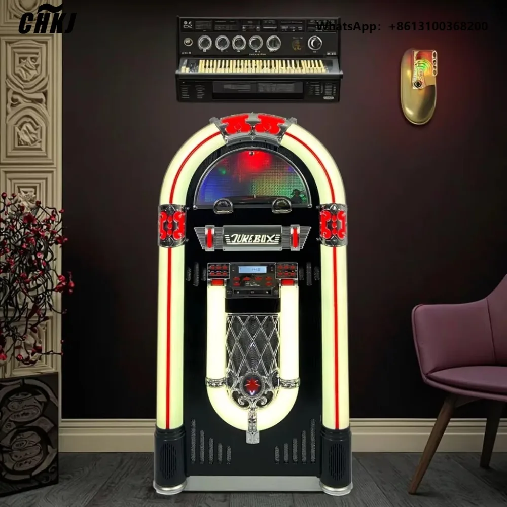 LQQ digital retro style jukebox vinyl record player multi-function commercial music station with stereo channel