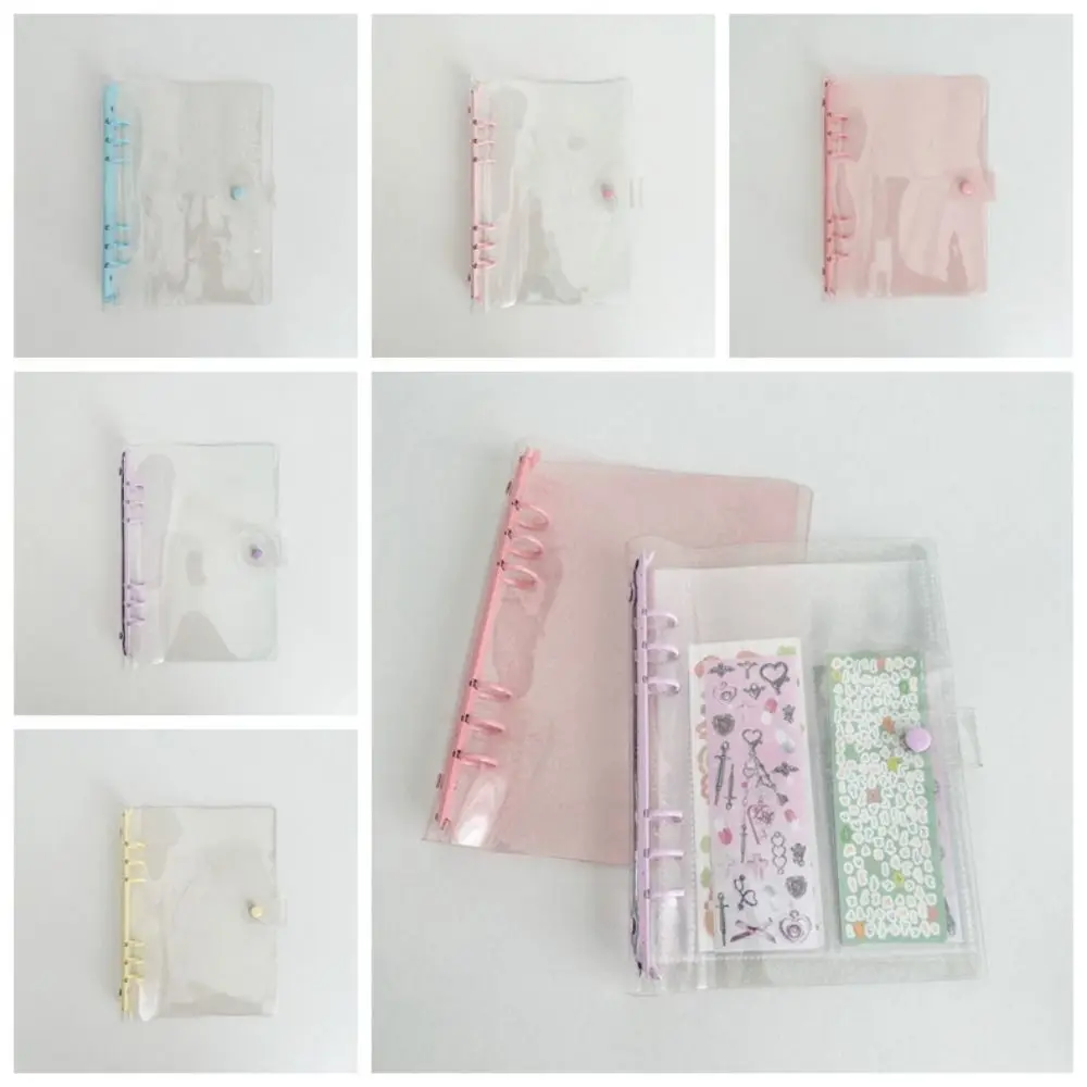 Portable PVC and Metal A5 Binder 6-hole Transparent Loose Leaf Notebook Shell Waterproof Multiple Colors Photocards Holder Diary