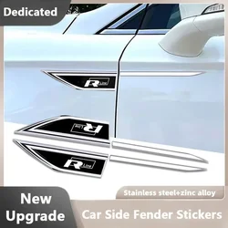 2PCS Car Side Fender Knife Protective Stickers Emblem Badge Decals Trim Styling With logo For VW Volkswagen Rline Car