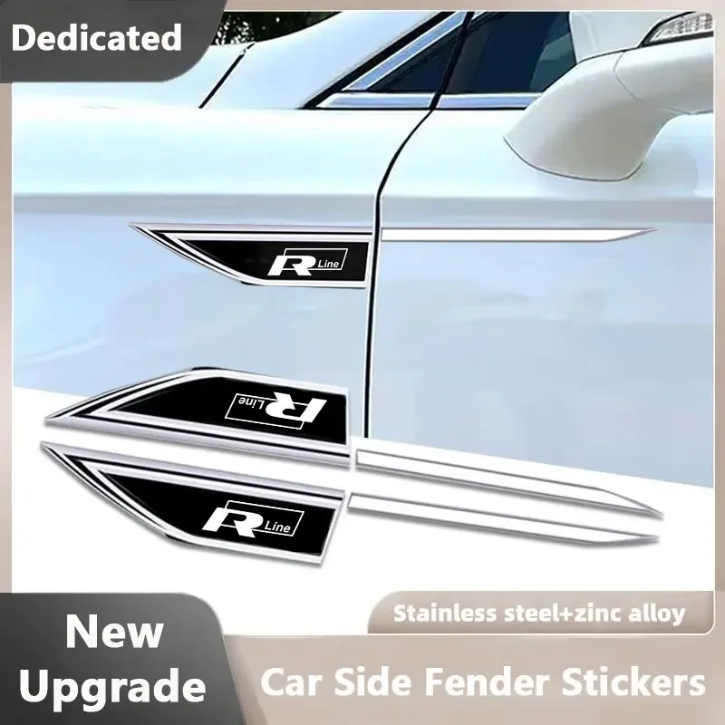 2PCS Car Side Fender Knife Protective Stickers Emblem Badge Decals Trim Styling With logo For VW Volkswagen Rline Car