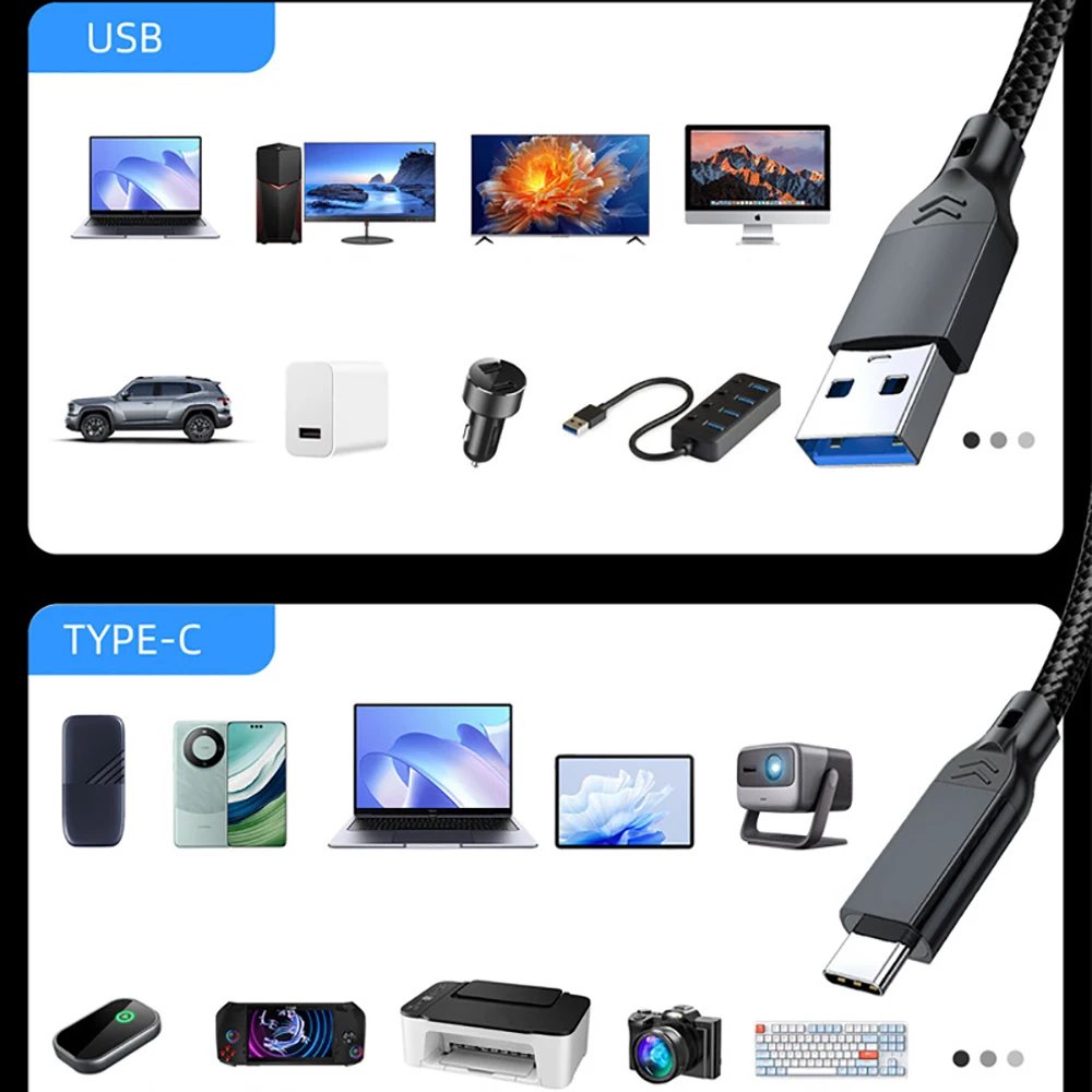 60W USB 3.2 10Gbps Gen2 Data Cable USB A to Type C Cable For Phones Hard Drives Laptops Cars Cameras Carplay Fast Charging Cord image 6