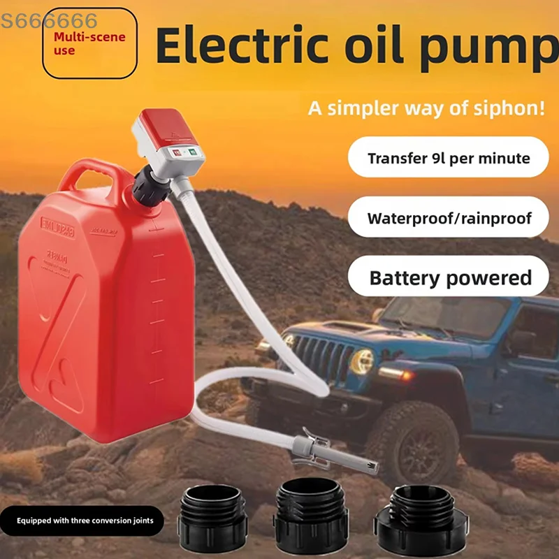 Pompa di trasferimento carburante veloce alimentata a batteria con adattatori multi-serbatoio di sicurezza per arresto automatico Tubo portatile per campeggio di emergenza per barche per auto