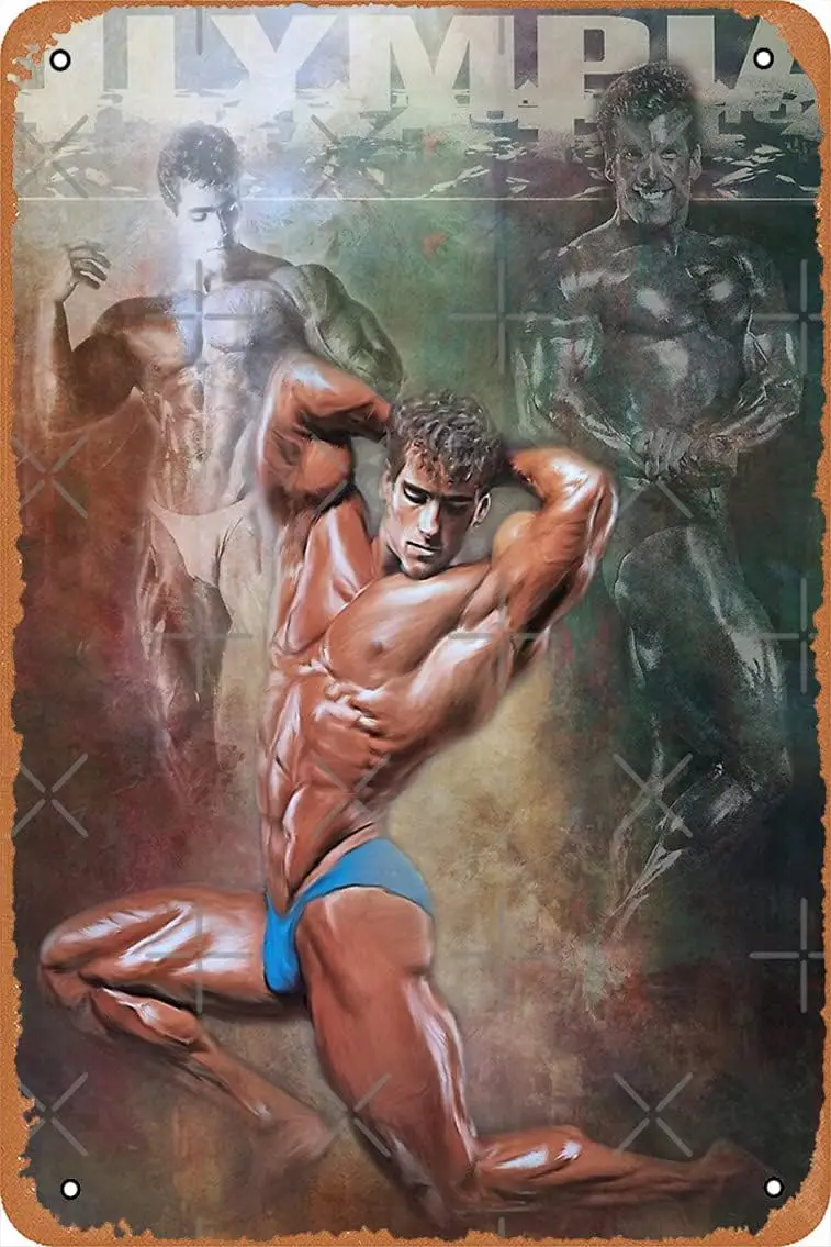 NIUMOWANG Bob Paris Mr Universe Bodybuilding Artwork Poster Metal Tin Sign 8X12 Inches Man Cave Retro Vintage Wall Decor Ar sign