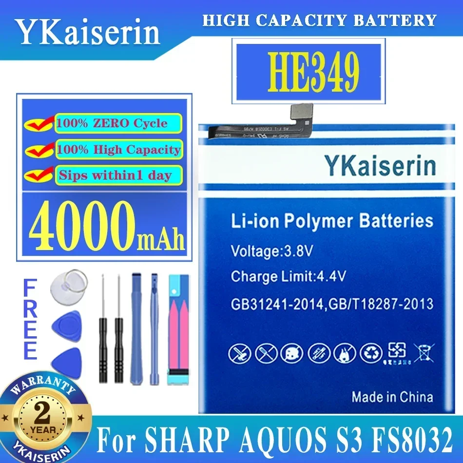 

YKaiserin Battery For SHARP AQUOS S3 FS8032 4000mAh HE349 HE 349 Mobile Phone Battery With Tracking Number