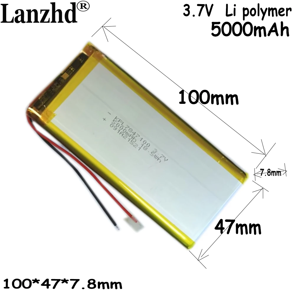 แบตเตอรี่ลิเธียมโพลิเมอร์ Li 3.7V 5000MAH สําหรับอุปกรณ์แบตเตอรี่ชาร์จธนาคาร 7847100   ถ่านชาร์จได้