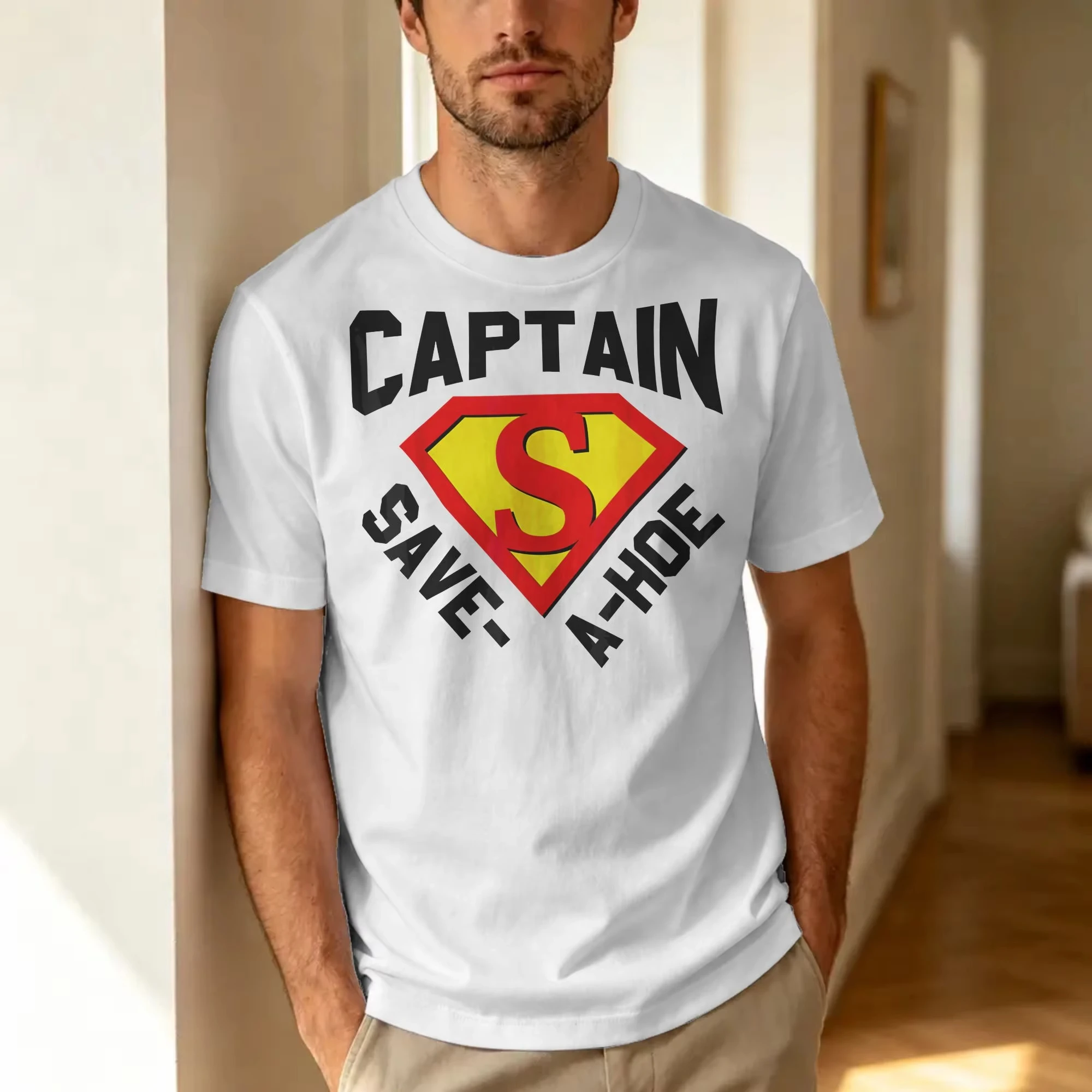 Captain Save a Hoe Meme T Shirts Funny for Boyfriend Solid Clothes Funny Short Sleeve Round Collar Tee Women Shirt Party T-Shirt