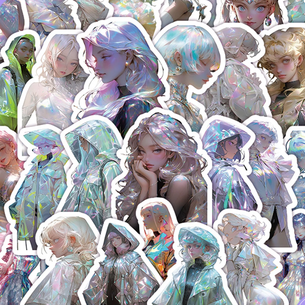 

10/30/50pcs Laser Girl Cartoon Aesthetic Stickers DIY Skateboard Phone Luggage Helmet Car Cool Waterproof Graffiti Sticker Packs
