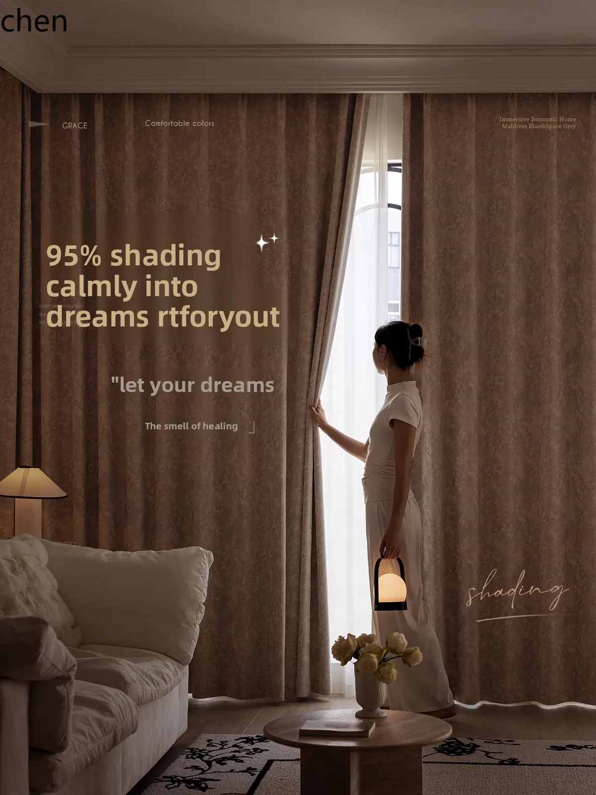 HTT Custom Blackout Chenille Curtains Downton Abbey Bedroom High-End Feel Girl's Room New Style