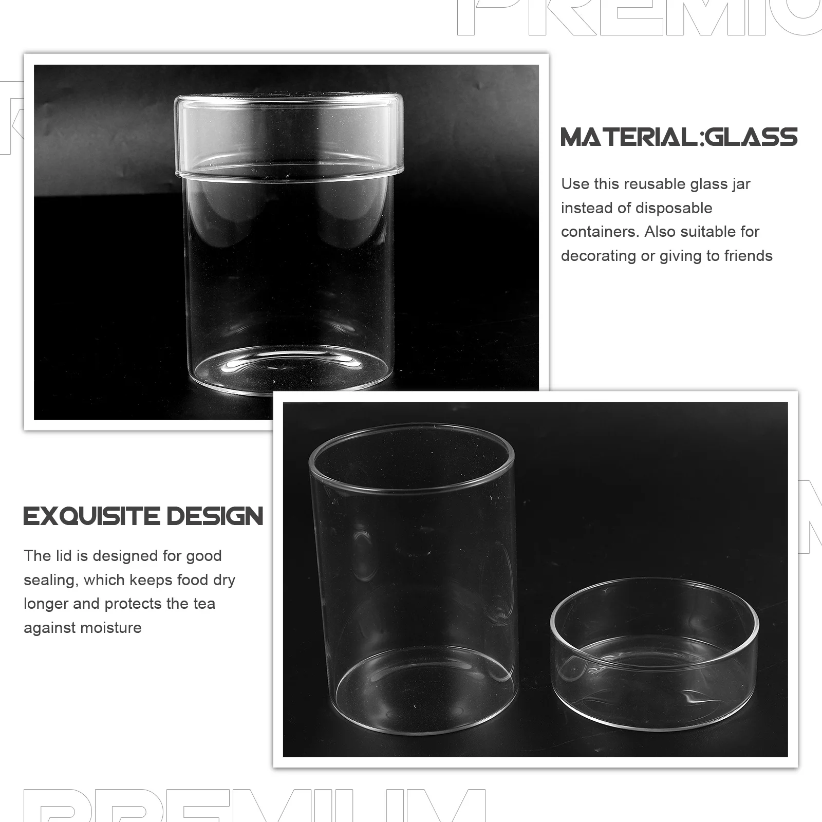 

Clear Glass Storage Jar with Lid Tea Coffee Candy Biscuit Nuts Canister Multi-Functional Decorative Food Container