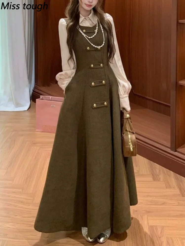 Herbst Winter Französisches Vintage Elegantes Süßes Damenkleid Slim Fit Design Koreanische Mode Lolita Kleid Feenhaftes Geburtstagsparty-Outfit
