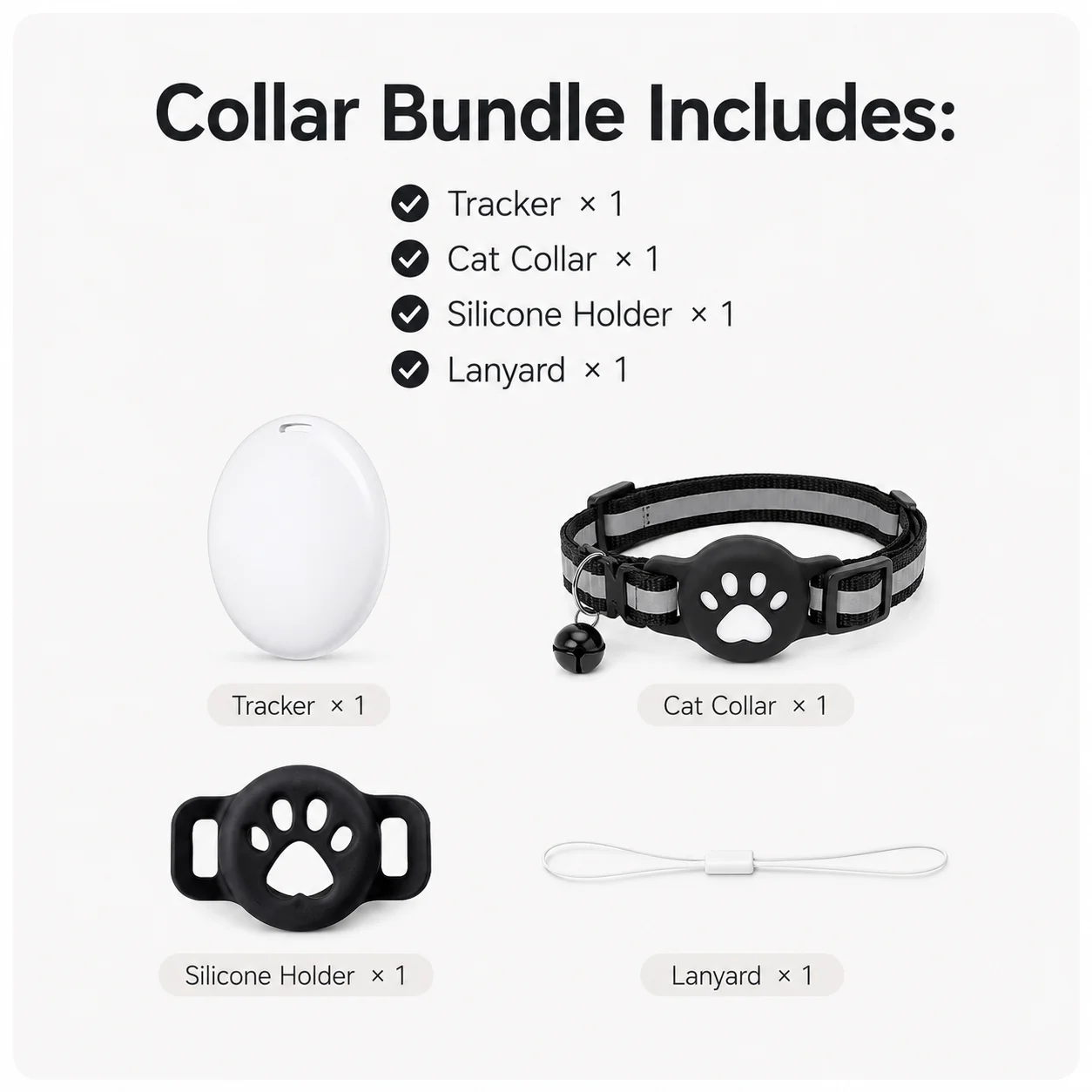 Smart Pet Tracker Tag with Collar Holder Waterproof GPS Cat Dog Finder Compatible with Apple Find My No Fee for iOS