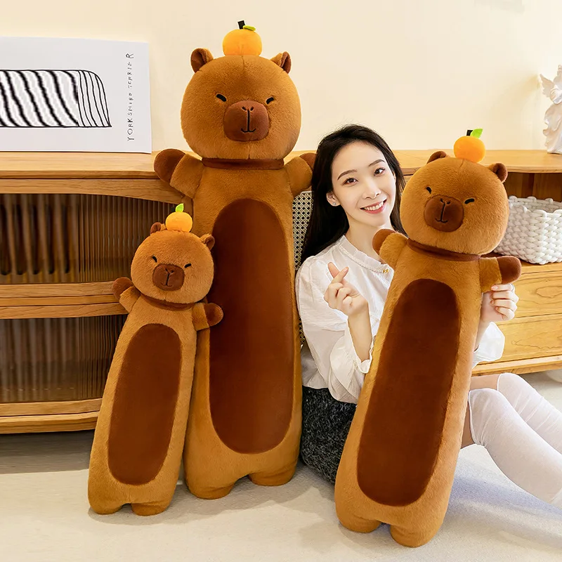 55-130cm Long Capybara Plush Toys Stuffed Soft Office Nap Doll Bed Sleeping Pillow Sofa Cushion Decor Birthday Gift for Girls