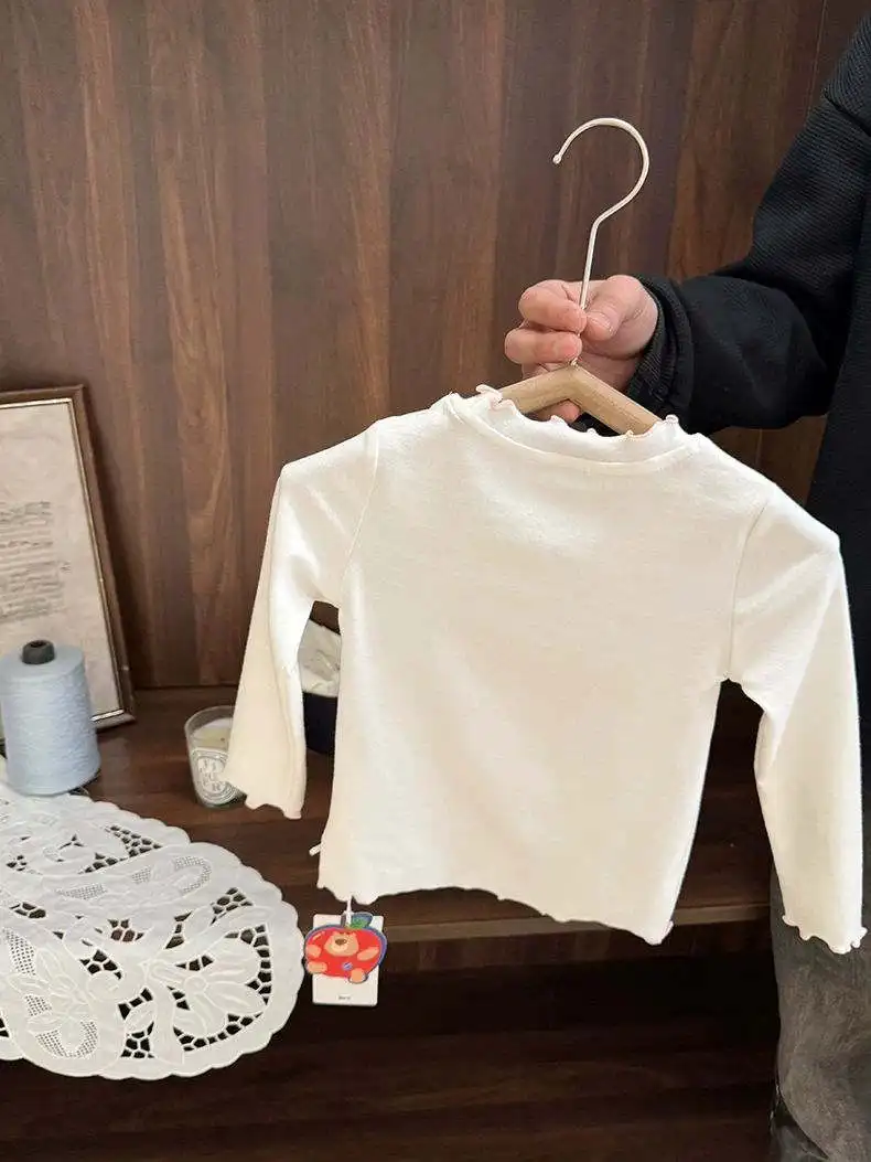 

Очаровательная футболка Long Sve Fce из мягкого хлопка для девочек, весенняя детская одежда Faion, круглая, удобная посадка Fem Baby