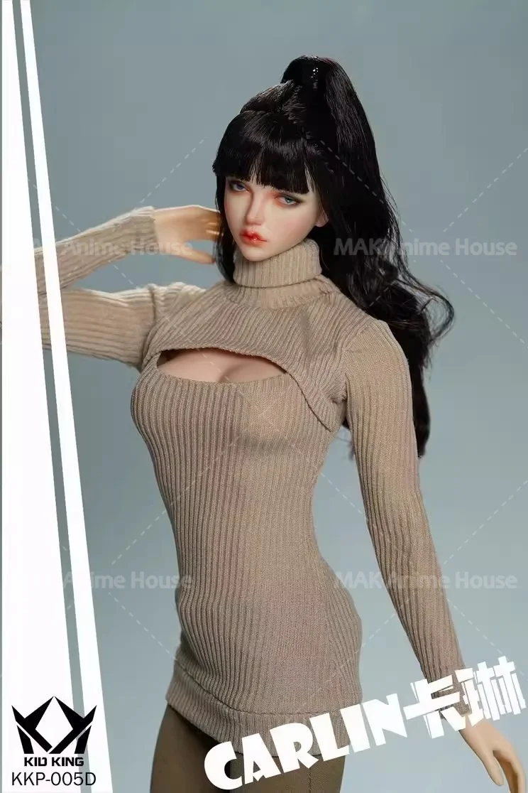 طفل الملك KKP005 1/6 كارلين فتاة المنقولة عيون رئيس نحت نحت نموذج صالح 12 "الجلد شاحب أنثى الجندي عمل الشكل دمى الجسم #2