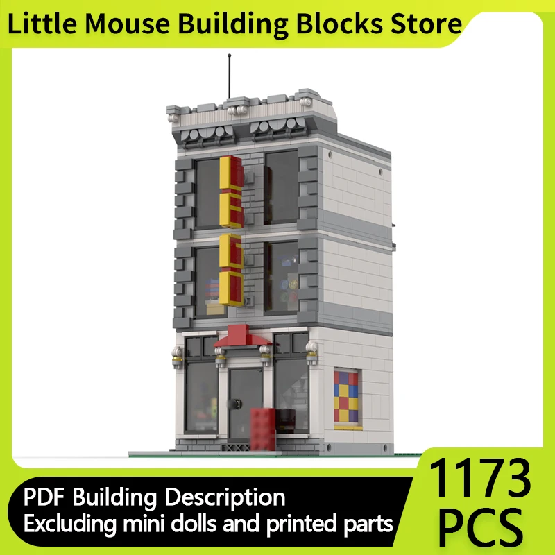 

City Street View Model MOC Building Bricks Store And Radio Station Modular Technology Gifts Holiday Assemble Children Toys Suit