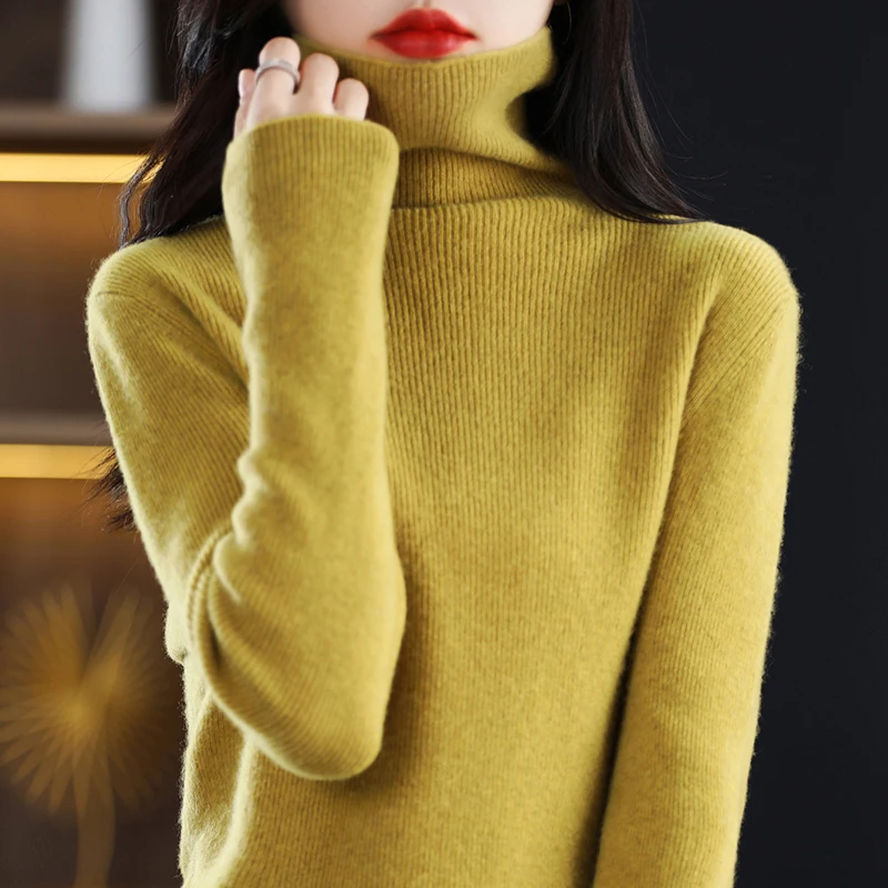 

Cashmere sweater Women's high neck sweater 100% pure wool knitted pullover Basic solid color sweater Soft fashion top