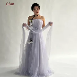 LISM Violet Korea Reception Dresses Strapless A-line 2024 Elegant Wedding Photo Shoot Dresses Simple Tulle Evening Gown