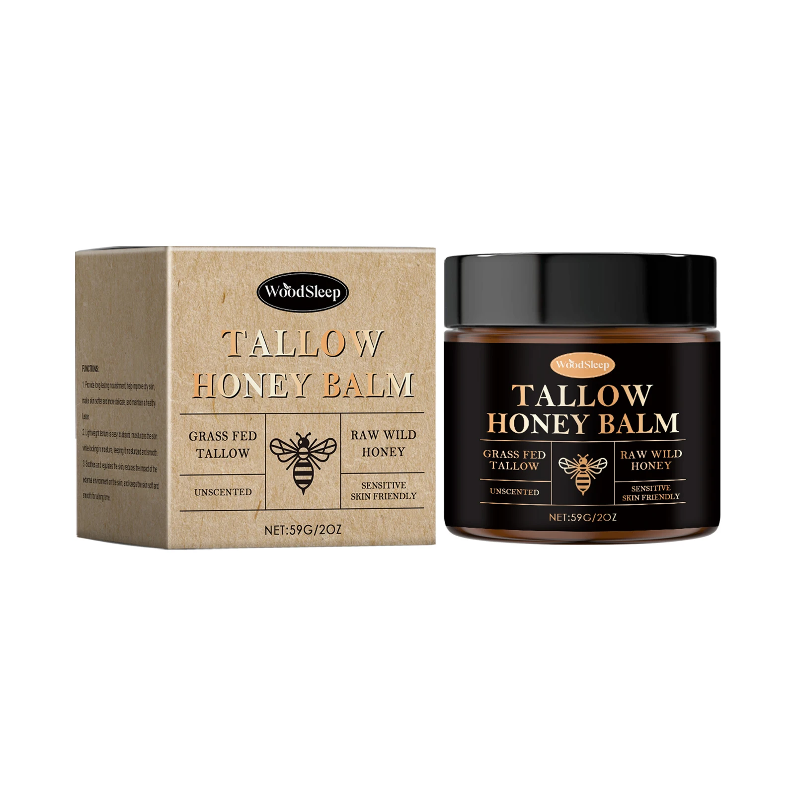 Tallow Honey Balm For Extremely Dry Skin Deep Moisturizing Nourishing Lightweight Fast Absorbing Face Hand Body Daily Care