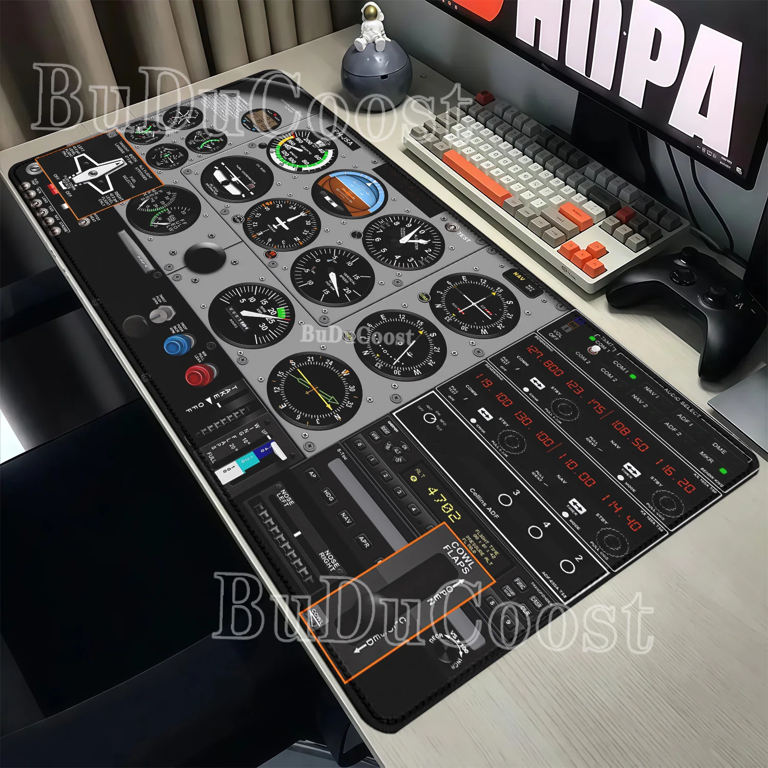 Mousepad Airplane Speedometer Mouse Pads Plane Instrument Panel XXL HD printing Nonslip Rubber Pc Gamer Cockpit overlock DeskMat
