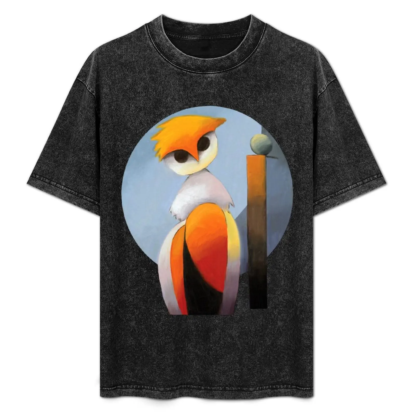 

Painting of abstract owl on chair T-Shirt graphics customs black t-shirts for men