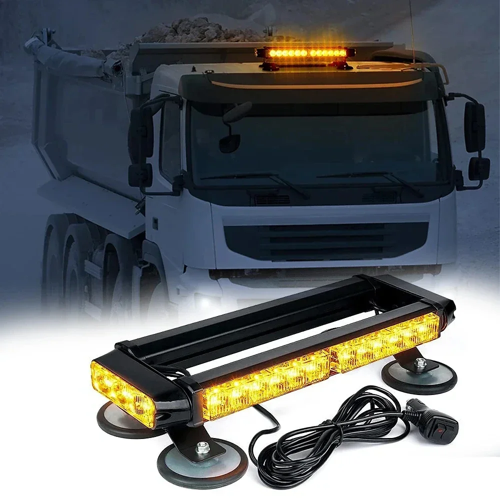 30LED Car Emergency Strobe Lights Led Roof Top Signal Warning Lamp Trucks Car Flashing Light Four Side Light Source 12V/24V