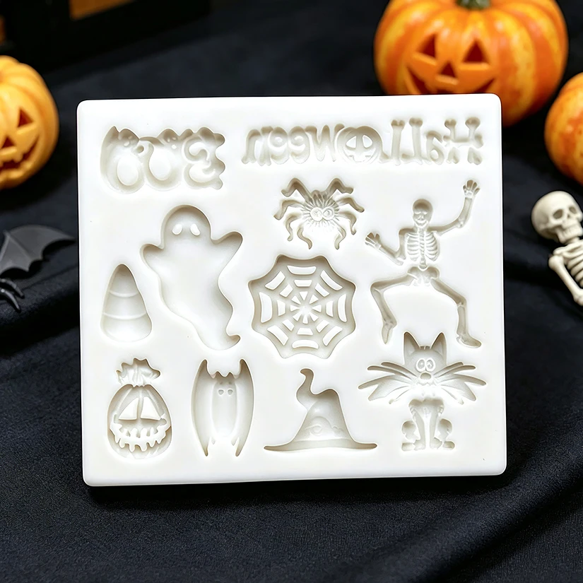 Halloween Geist Schädel Spinne Silikon Form Sugar Cupcake Backform Harz Werkzeuge Schokolade Fondant Kuchen Dekorieren Werkzeuge – Detail 4
