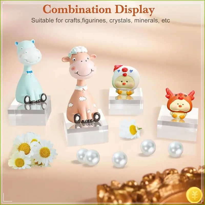 4 قطع كتل أكريليك للعرض 2X2X1 بوصة مربع الناهض عرض تقف الكأس للمجوهرات الكأس