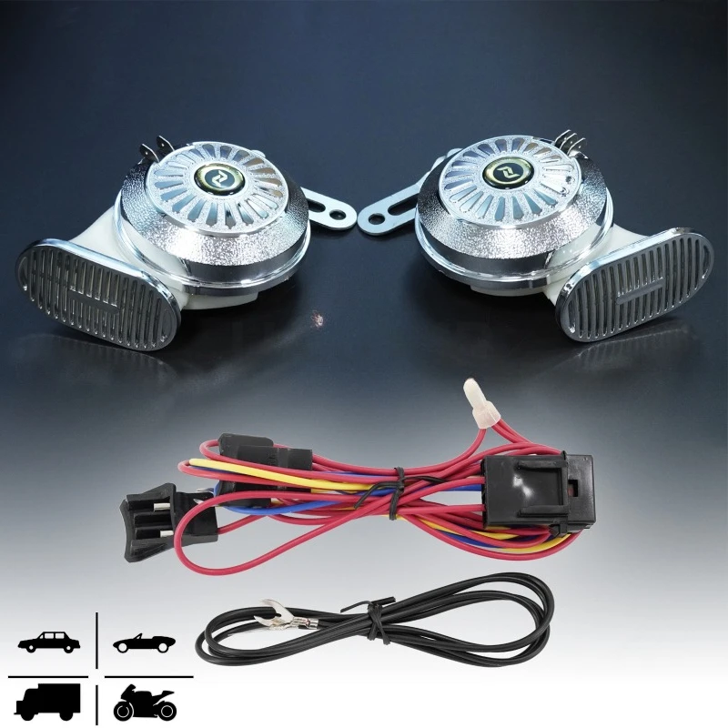 12V Electronic Multi-Sound Speaker Car Snail Speaker with Waterproof Cover Motorcycle Multi-Sound Electronic Snail Speaker