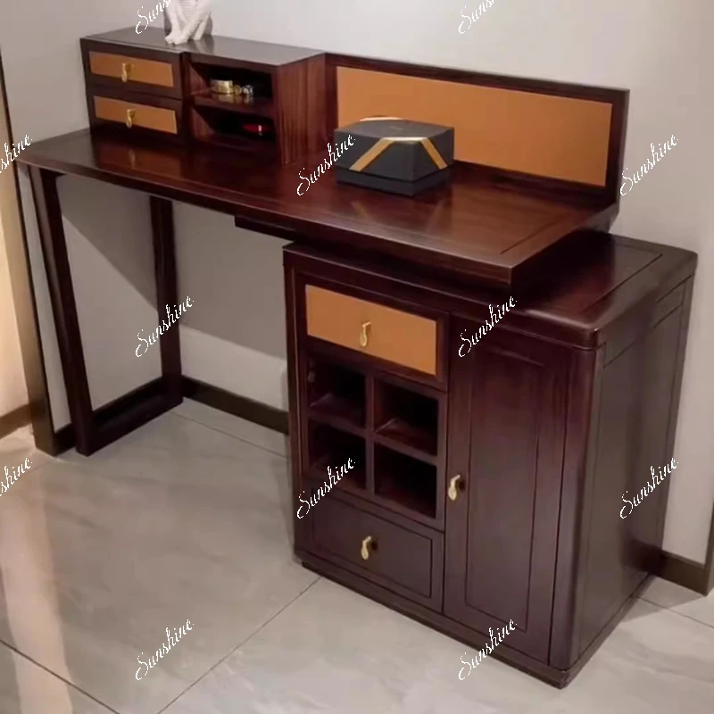 

New Chinese dressing table dressing bench storage combination modern simple high-end bedroom assembly all solid wood