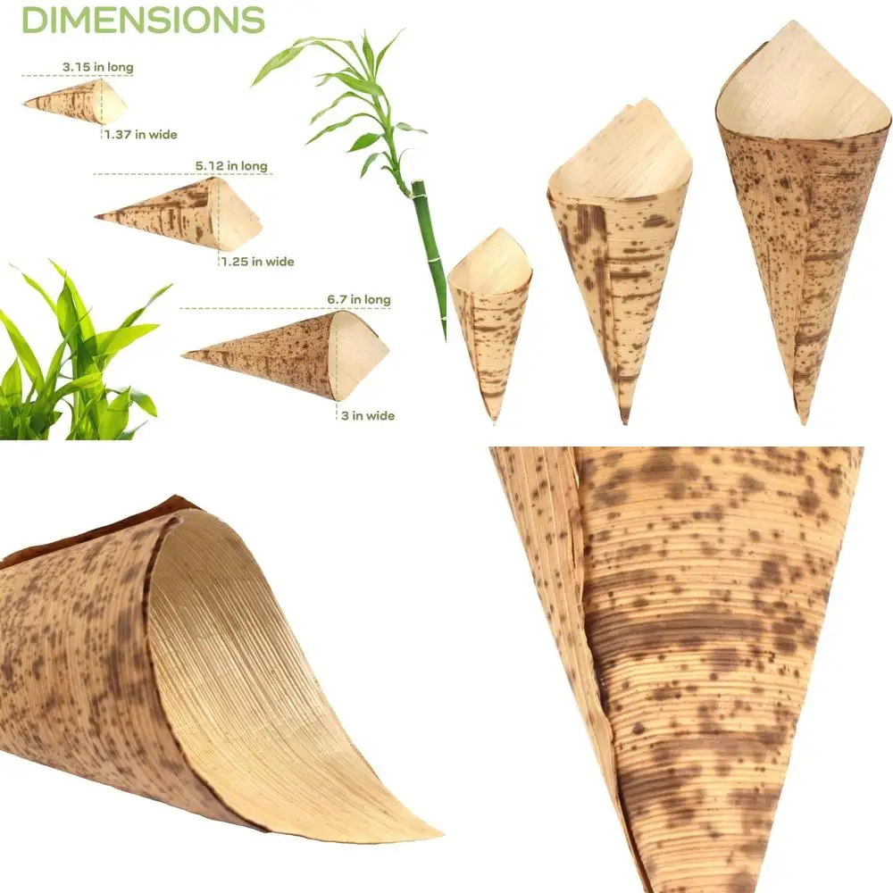 

Бамбуковые конусы для закусок премиум-класса на 1000 штук, одноразовые и экологически чистые, идеально подходят для мероприятий и домашней столовой