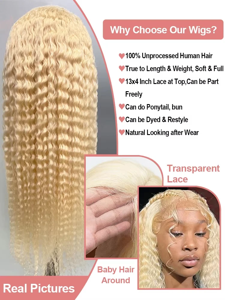 Wewave Curly Human Hair Wig Deep Wave Wigs Water Wave 13x4 13x6 Hd Lace Frontal Wig Bleached Knoted 38 Inch High Flash Sale image 5