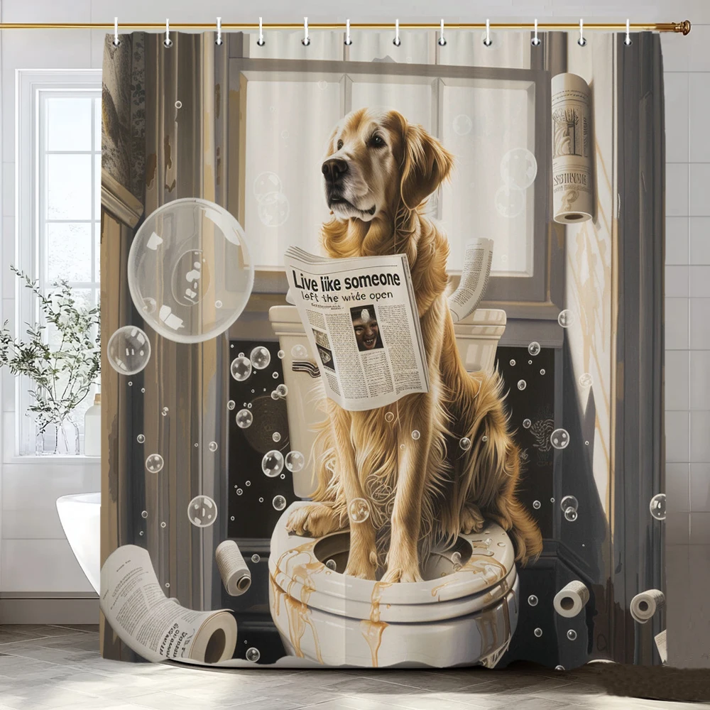 

Занавеска для душа с милой собакой для купания в ванне, декоративная занавеска для душа в ванной комнате, водонепроницаемая занавеска для душа с крючками
