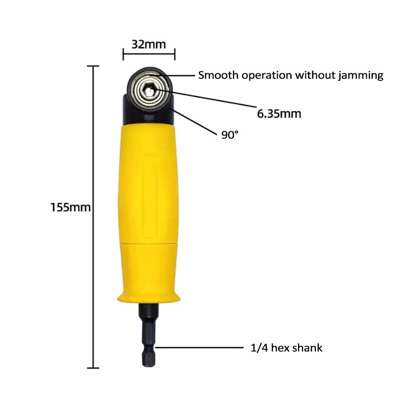 90/105 Degree Right Angle Driver Screwdriver 1/4 Hex Shank Wrench Drill Bit Magnetic Socket Holder Power Drill Screwdriver Tool