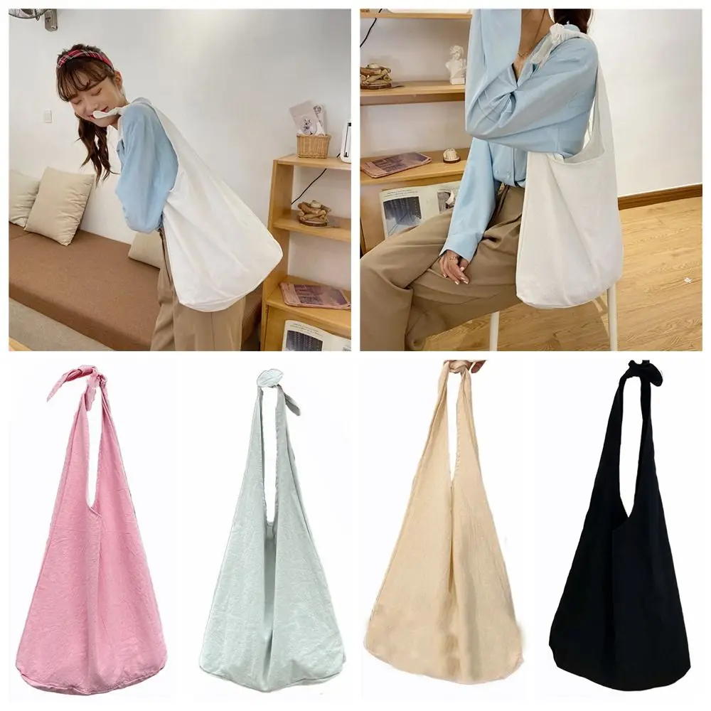 

Многоцветная большая сумка для отдыха, большая вместительная однотонная сумка для подмышек, повседневная тканевая сумка с узлом, сумка для школы