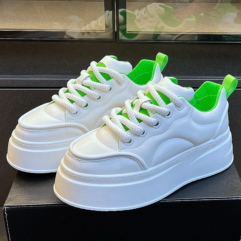 

Tow tone platform shoes for men chunky faux leather sneakers man tenis vulcanized shoes male laced up trainers hip hop boy shoes