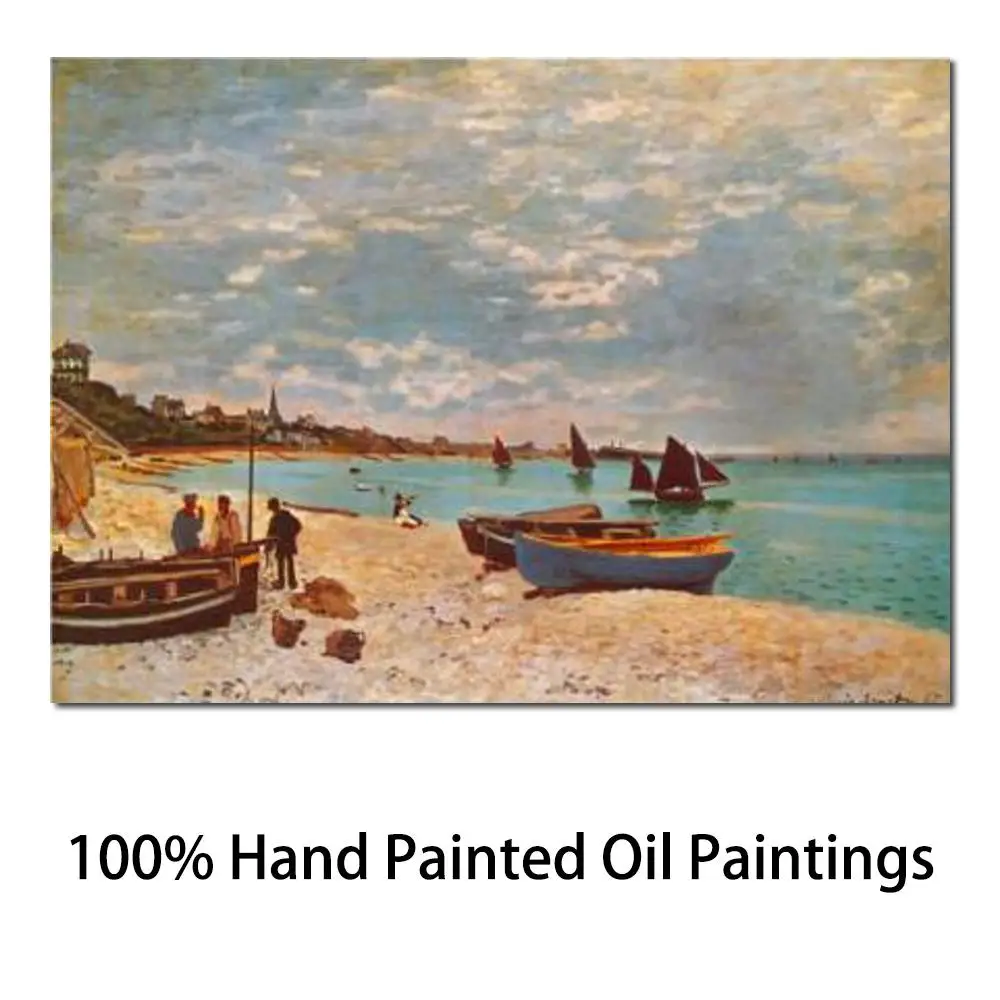 

Landscape Painting Canvas Artwork Beach at Sainte Adresse Hand Painted Claude Monet Art Replicas High Quality Living Room Decor