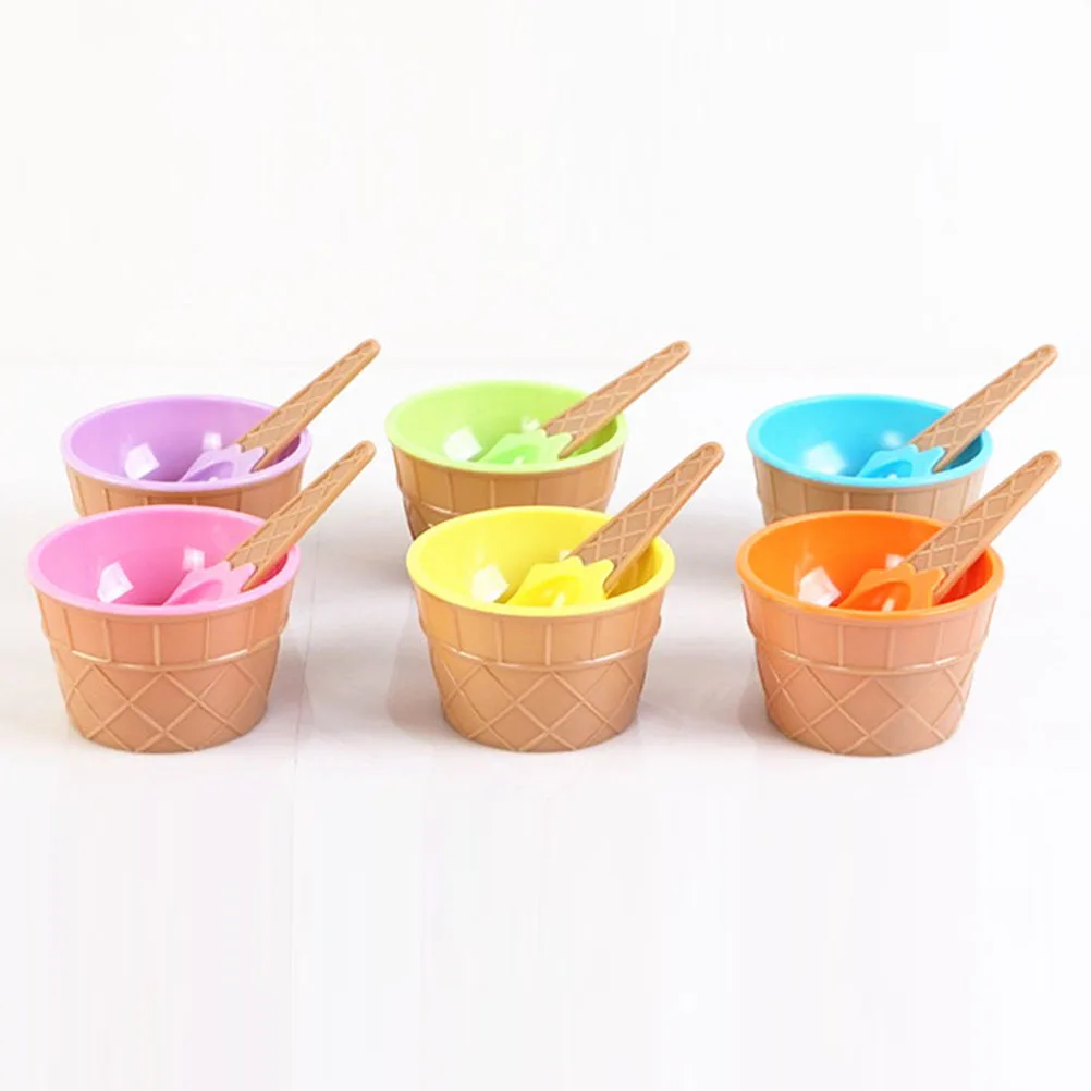 

Ice Cream Bowl Set Mixing Cup Sundae Dishes Bowls Dessert Cups Cute with Spoons