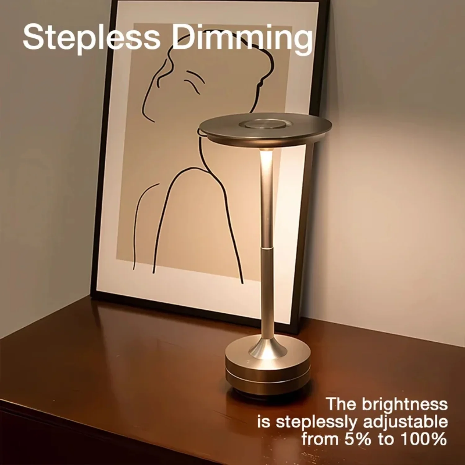 

Rechargeable Table Lamp Sensor Desktop Night Light Wireless Reading Lamp Restaurant Hotel Bedroom Decor Light