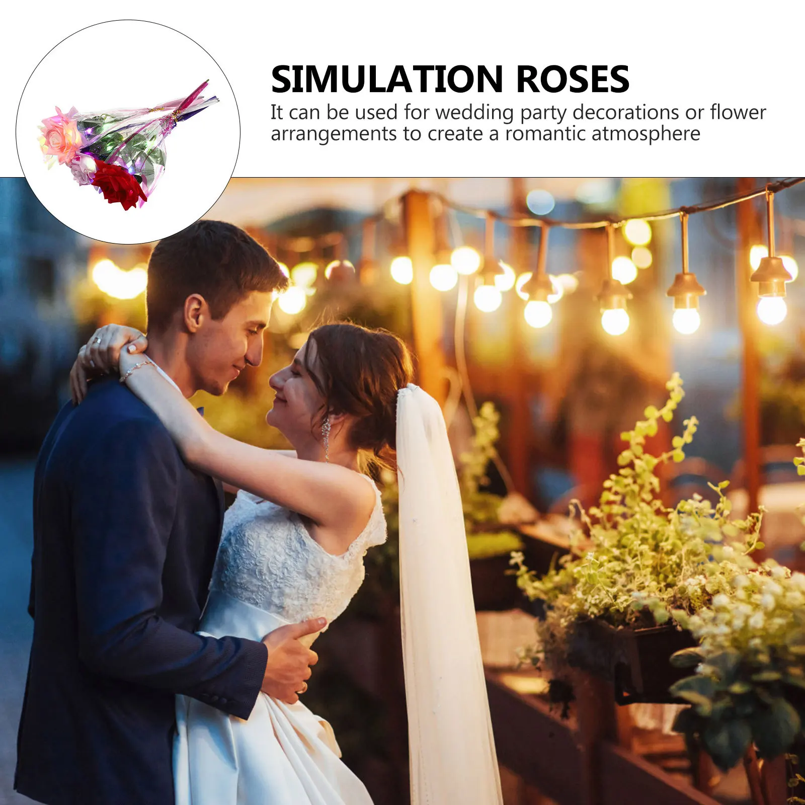 

4Pcs Luminous Roses Simulation Romantic Glowing Artificial Flowers Wedding Party Decoration Valentine's Day Gift Choice