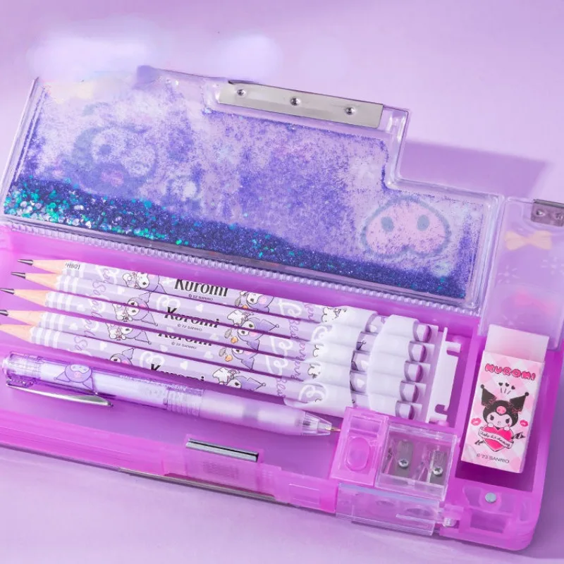 Kuromi My Melody Cinnamoroll กล่องดินสอทรายทรายแบบอเนกประสงค์มูลค่าสูงลายการ์ตูนน่ารักแฟชั่นความคิดสร้างสรรค์ของนักเรียน