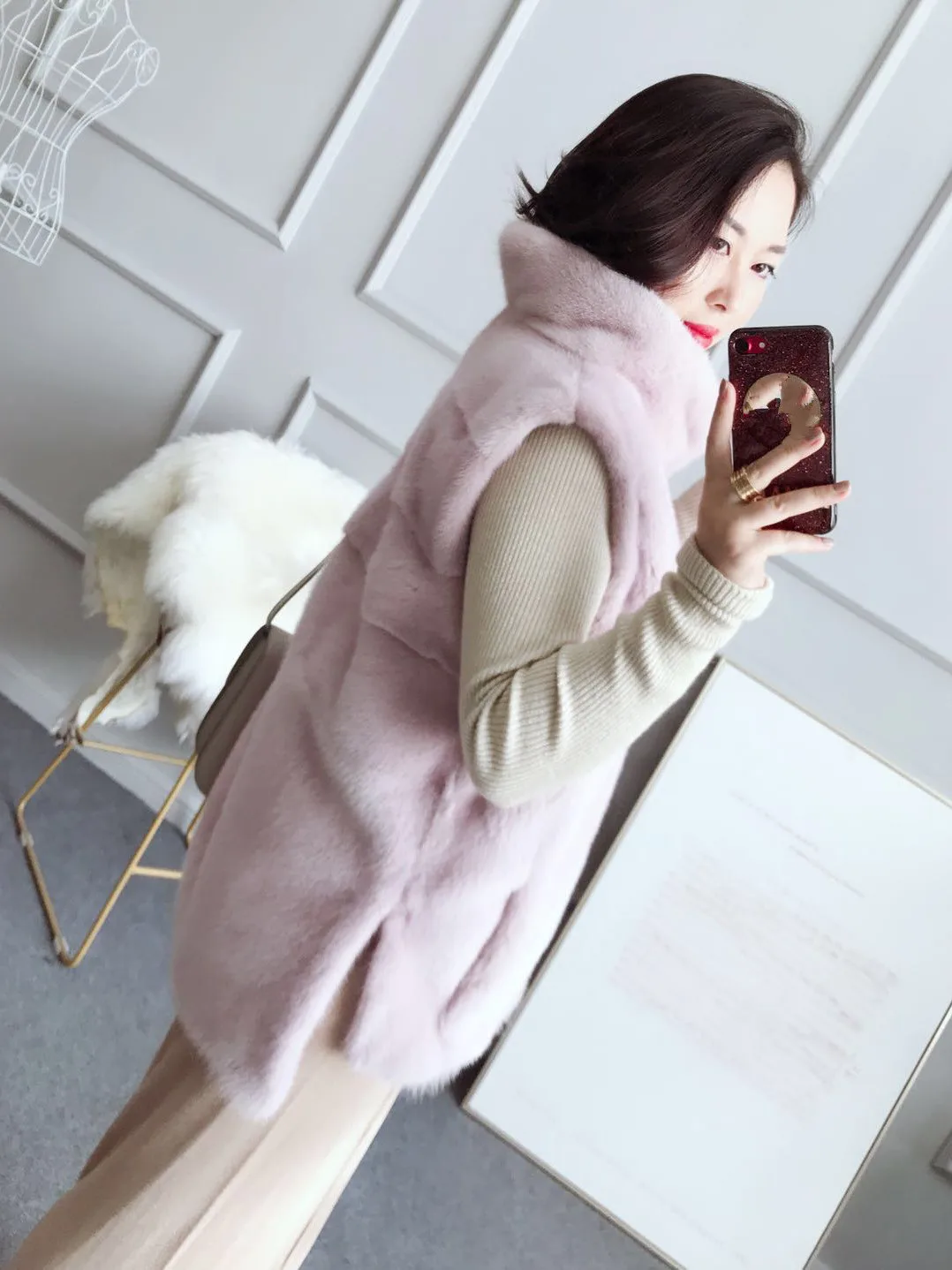 

winter 2023 women's outerwear coats new mink fur vest pullover jacket female