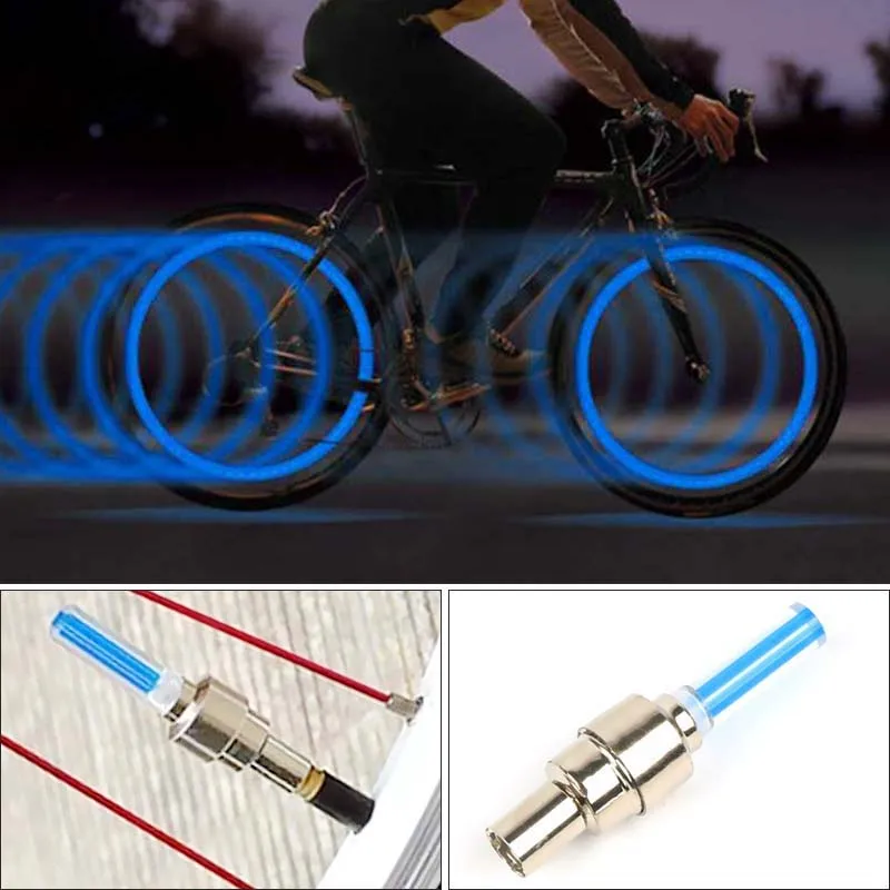 2Pcs Neon Bike Spoke Lights Bicycle LED Light Tire Valve Cap Flashlight Wheel Spoke Lightweight Car Motorcycle Accessories