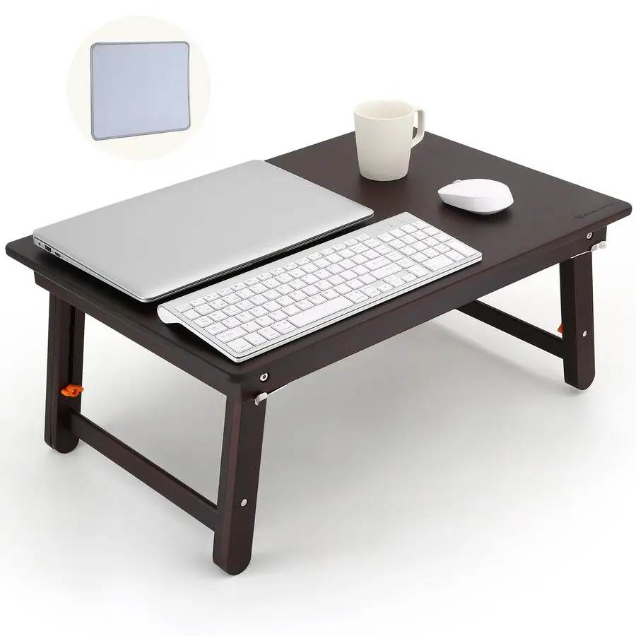 

Складной стол для ноутбука, поднос для ноутбука 25,6 дюйма с ковриком для мыши, регулируемый напольный стол для письма, еды, игровой планки