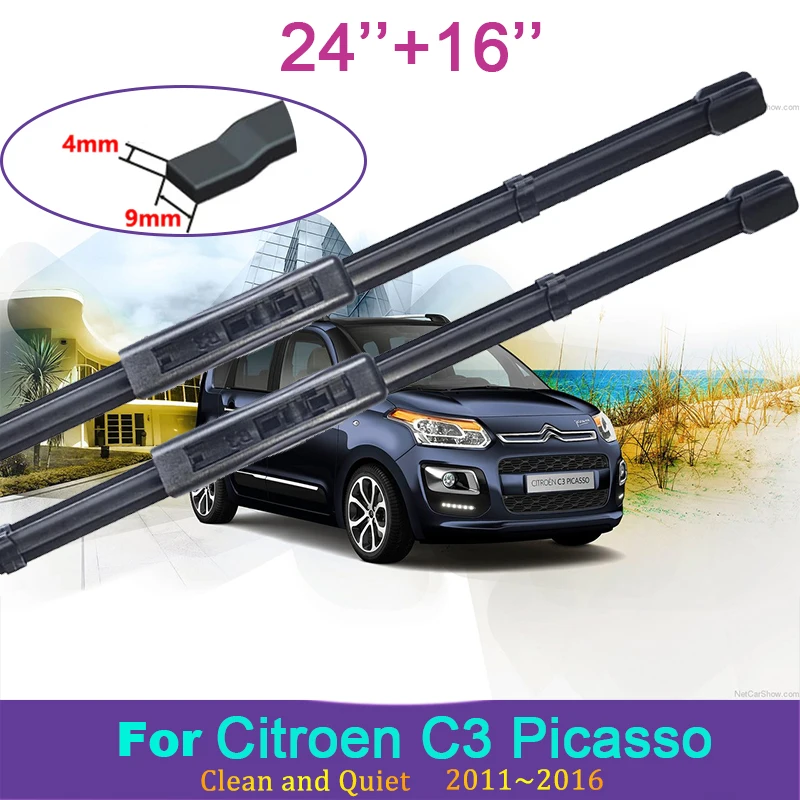 

Car Wiper Blade Fit for Citroen C3 Picasso 2011 2012 2013 2014 2015 2016 Front Windscreen Windshield Rubber Wipers Car Accessory