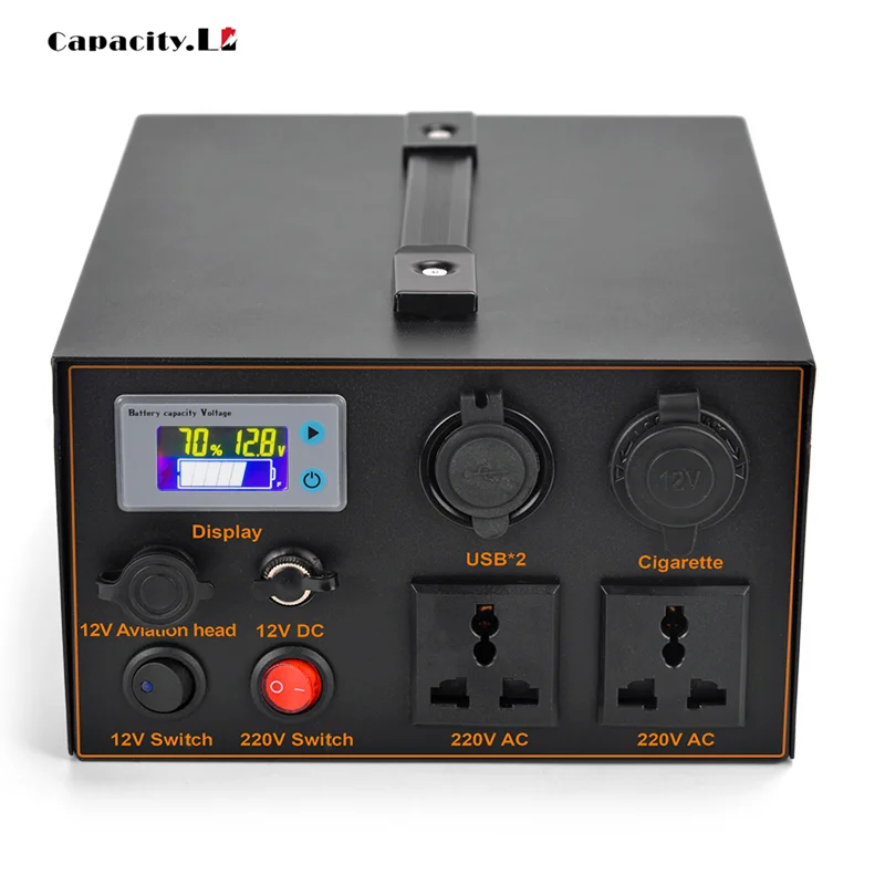 12V 60AH 500W Portable Power Station Backup Lithium Battery 220V Pure Sine Wave AC Socket Rechargeable Battery Pack for Outdoor